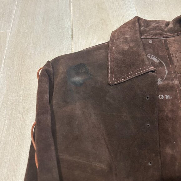 Womens By Excelsior Dark Chocolate Brown Suede Made in Spain Vintage Jacket S - Picture 7 of 11